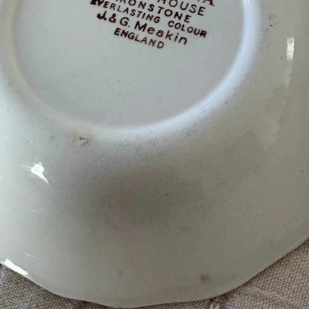J&G‎ Meakin Americana Style House Ironstone 4 pcs Transferware Set Brown White